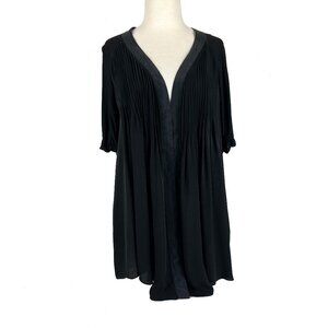 Elizabeth & James 100% Silk Cardigan Black Lagenlook Pintuck Flowy Top Womens M